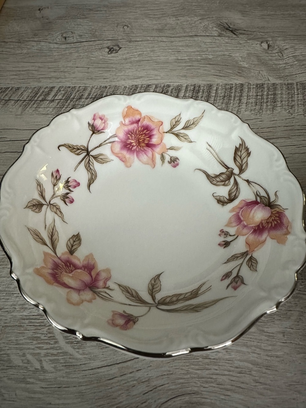 VTG Edelstein Bavaria Porcelain Berry Bowels in Clairmont Pattern Platinum trim